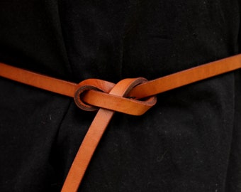 Ceinture nouée marron, ceinture habillée, ceinture en cuir, ceinture à nouer, ceinture de style minimaliste