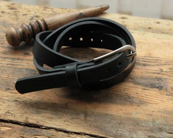 Womens leather belt, black leather belt, womens gift, gift for her