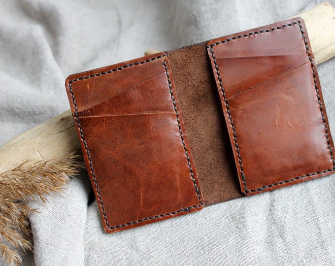 Slim Minimalist Leather Wallet, Slim Card Holder, Small Mens Wallet, Brown Simple Wallet , Brown Leather wallet