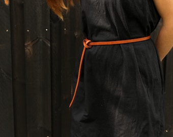 Brown knot belt, dress belt, leather belt, tie belt, minimal style belt Brown knot belt, dress belt, leather belt, tie belt, minimal style belt