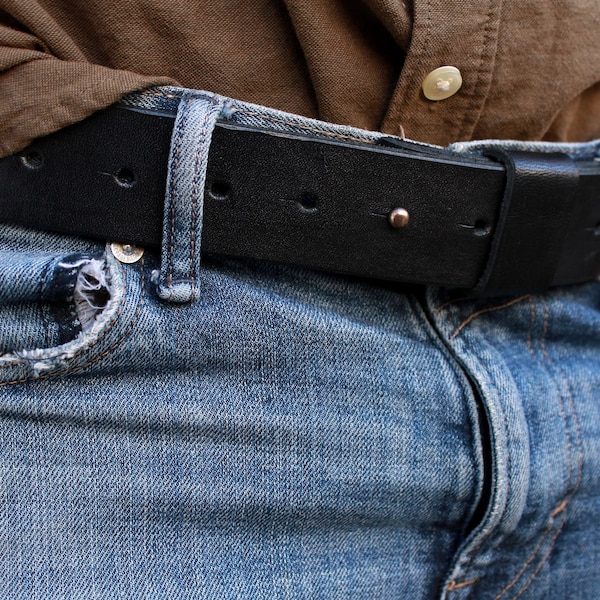 Leather Belt Without Buckle Etsy
