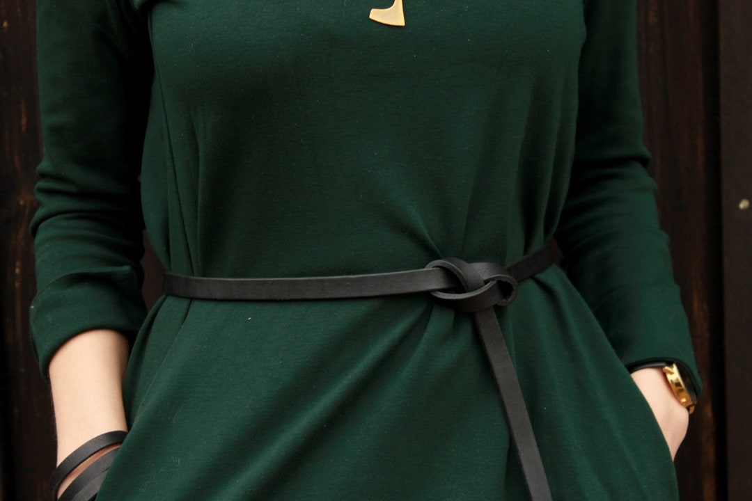 Leather Knot Belt, Black Dress Belt, Minimalist Style, Black Womens