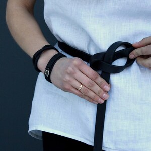 Leather knot belt, women tie belt, belt for dress, black womens belt image 3