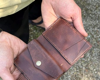 Small Wallet, leather wallet, minimalist wallet Leather Bifold Wallet, Slim Wallet, Mens Wallet, Card Wallet, Vertical Leather pocket Wallet