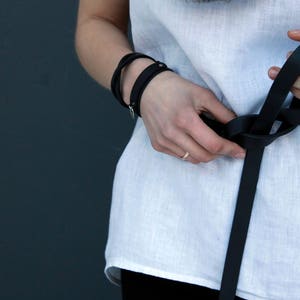 Leather knot belt, women tie belt, belt for dress, black womens belt image 5