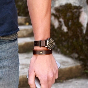 Mens leather cuff, unisex bracelet, leather bracelet, minimalist bracelet image 8