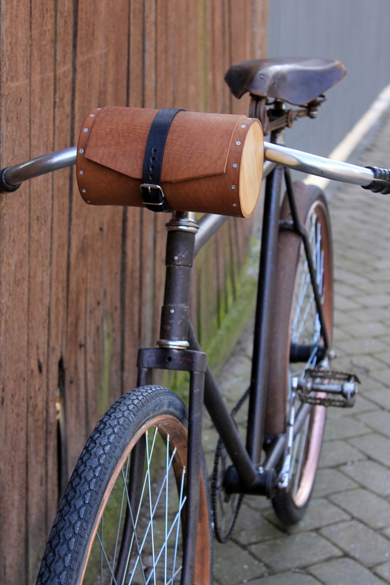 Handlebar Bag Leather Bicycle bag Free shipping Etsy