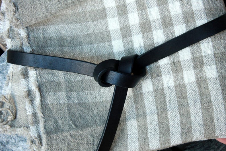 Leather knot belt, women tie belt, belt for dress, black womens belt image 6