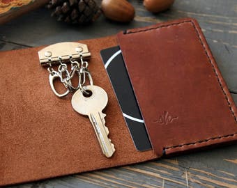 Leather key case Leather key holder Mens keychain wallet Leather key pouch Key holder case
