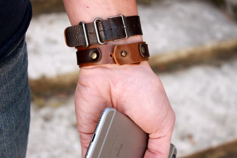 Mens leather cuff, unisex bracelet, leather bracelet, minimalist bracelet image 7