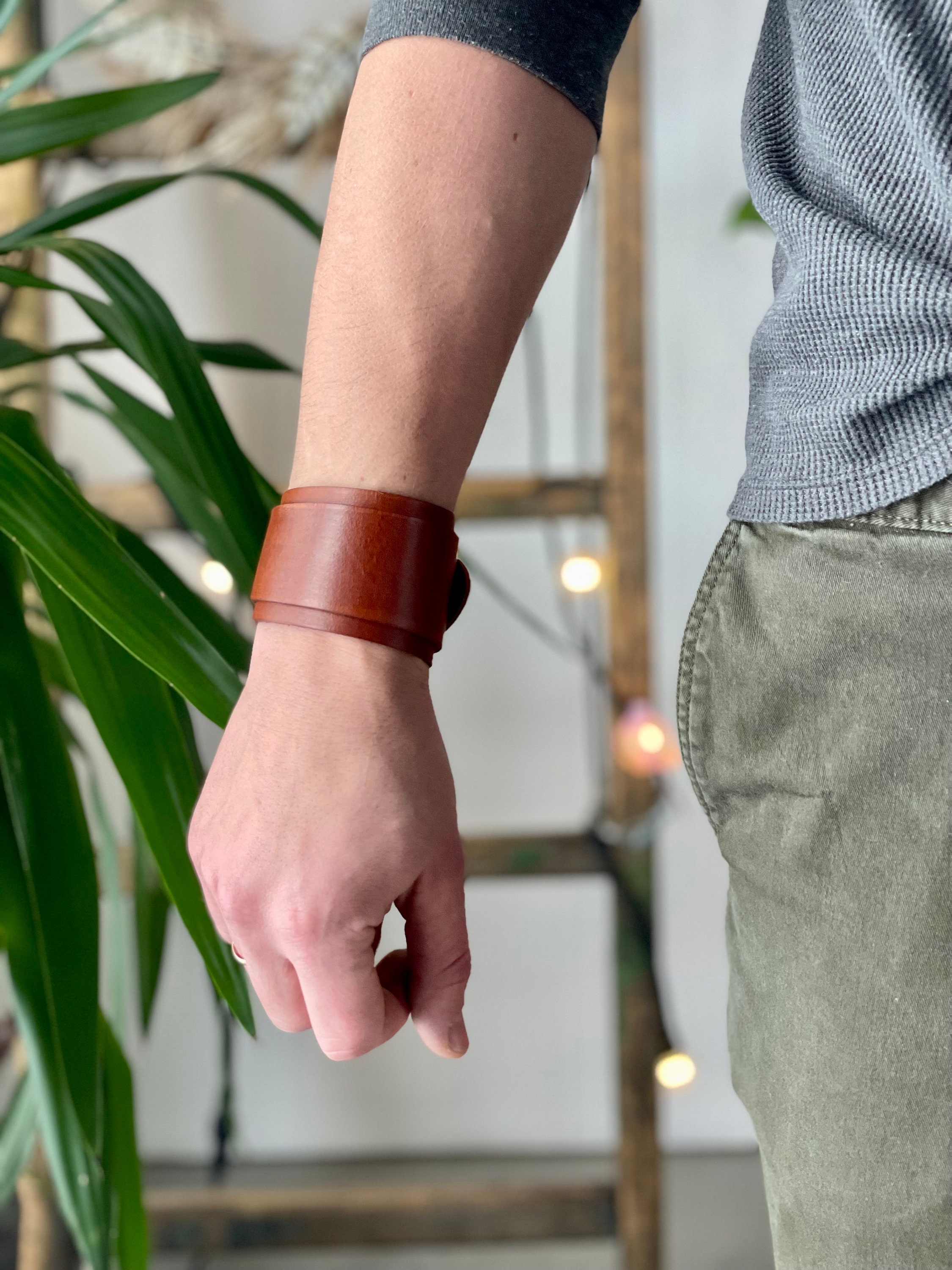 Brown Leather Cuff Leather Wristband Brown Bracelet Leather