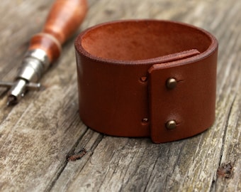 Brown bracelet, unisex cuff, wide bracelet, simple leather cuff, leather bracelet