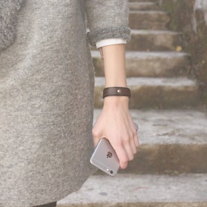 Mens leather cuff, unisex bracelet, leather bracelet, minimalist bracelet image 9