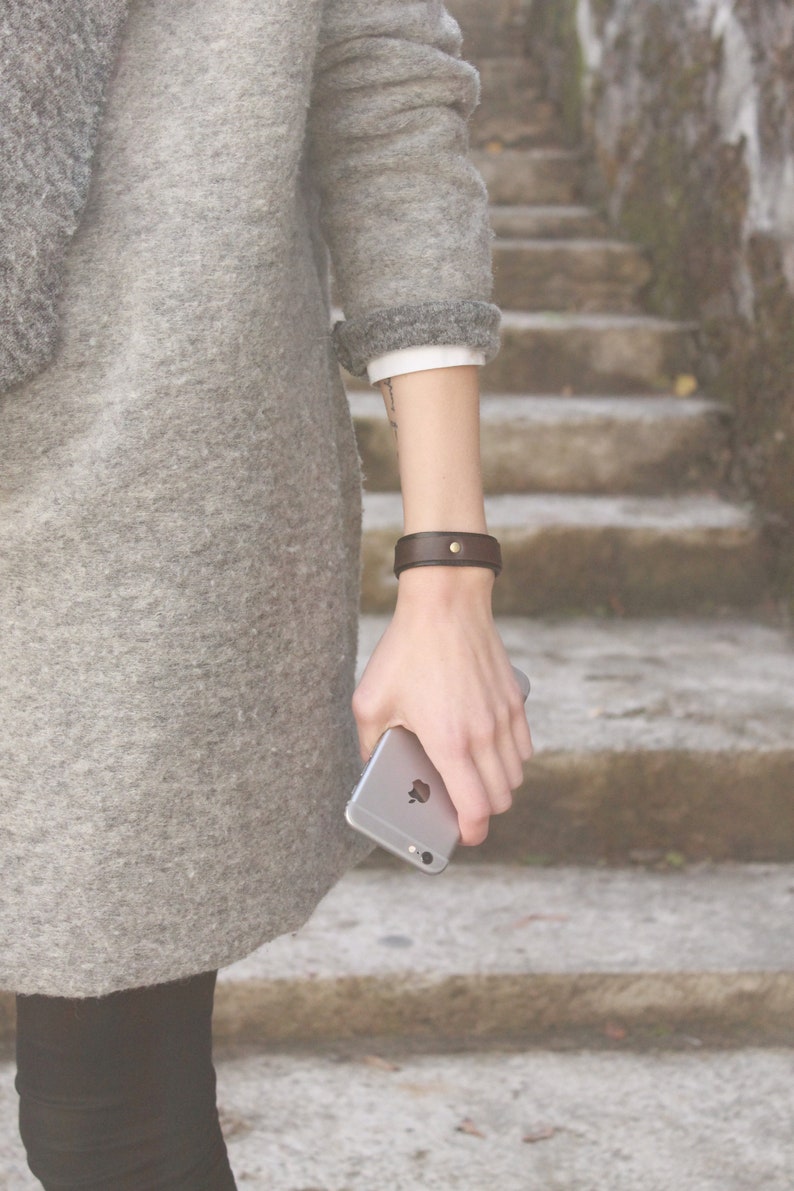 Mens leather cuff, unisex bracelet, leather bracelet, minimalist bracelet image 9