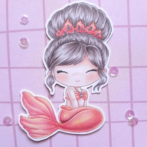 PNG Chibi Sitzende Meerjungfrau. Digitales Stempelpaket, Digi-Stempel, Digistamp, digitaler Stempel, Kartenherstellung, Scrapbooking, Kartenherstellung, Meerjungfrau, kleine Meerjungfrau