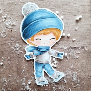 PNG Chibi Patinador. Pack Sello digital, digi stamp, digistamp, digital stamp, tarjetería, scrapbooking, cardmaking, navidad, christmas