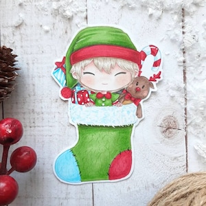 PNG Chibi Elfo. Pack Timbro digitale, timbro digitale, timbro digitale, cartoline, scrapbooking, creazione di biglietti, Natale, Natale, Natale, Natale