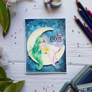 PNG Stella. Pack de timbres numériques, timbre digi, digistamp, timbre numérique, cardage, scrapbooking, fabrication de cartes, artisanat, lune, lune