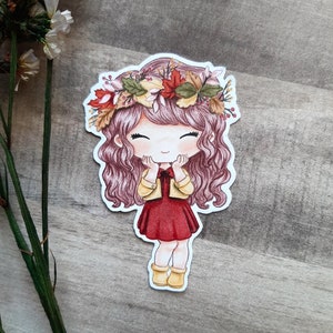 PNG Chibi Corona Otoño. Pack Sello digital, digi stamp, digistamp, digital stamp, tarjetería, scrapbooking, cardmaking, autumn, hojas, leaf