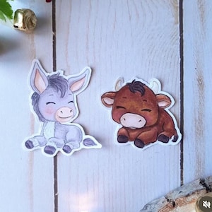 PNG Chibi Maultier und Ochse. Digitales Stempelpaket, Digi-Stempel, Digistamp, digitaler Stempel, Kartengestaltung, Scrapbooking, Kartenherstellung, Weihnachten, Weihnachten