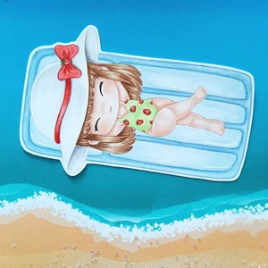 PNG Chibi Colchoneta. Pack Sello digital, digi stamp, digistamp, digital stamp, tarjetería, scrapbooking, cardmaking, summer, verano, float