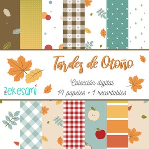 Après-midi d’automne - Collection de papiers numériques. 14 papiers imprimables + 1 feuille découpée. Papier Numérique, Scrapbooking numérique
