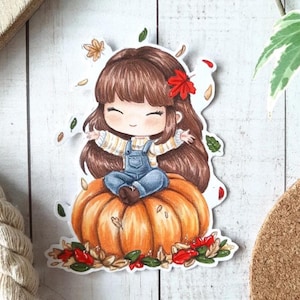 PNG Chibi Citrouille d’automne. Pack de timbres numériques, timbre digi, digistamp, timbre numérique, fabrication de cartes, scrapbooking, fabrication de cartes, automne, citrouille