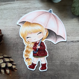 PNG Chibi Lluvia. Pack Sello digital, digi stamp, digistamp, digital stamp, tarjetería, scrapbooking, cardmaking, otoño, autumn, paraguas