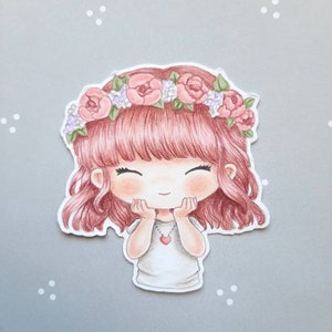 PNG Chibi Corona de flores. Pack Sello digital, digi stamp, digistamp, digital stamp, tarjetería, scrapbooking, cardmaking, spring primavera