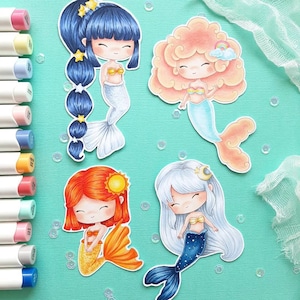 PNG Pack Chibi Sirenen. Digitale Briefmarke, Digi-Stempel, Digistamp, Digitalstempel, Kardierung, Scrapbooking, Kartenherstellung, Meerjungfrau, Meerjungfrau, Sirenen