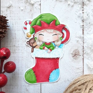PNG Chibi Elfo. Pack Timbro digitale, timbro digitale, digistamp, francobollo digitale, carte, scrapbooking, creazione di biglietti, calze, natale, natale
