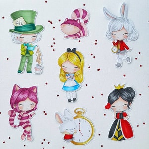PNG Pack Chibi Wonderland. Sello digital, digi stamp, digistamp, digital stamp, tarjetería, scrapbooking, cardmaking, Alice, País maravillas
