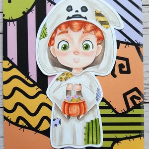 PNG Niño Fantasma. Sello digital, digi stamp, digistamp, digital stamp, tarjetería, scrapbooking, cardmaking, manualidades, Halloween, ghost