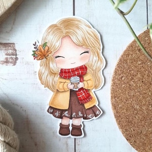 PNG Chibi Café Otoñal. Pack Sello digital, digi stamp, digistamp, digital stamp, tarjetería, scrapbooking, cardmaking, autumn, coffee, leave