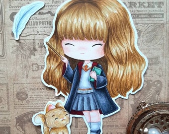 PNG Chibi Hermione. Pack Digital stamp, digi stamp, digistamp, digital stamp, card, scrapbooking, cardmaking, magic school, magic