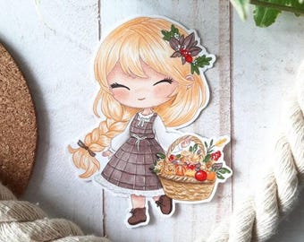 PNG Chibi Autumn Basket. Digital stamp pack, digi stamp, digistamp, digital stamp, cardmaking, scrapbooking, autumn, leaves