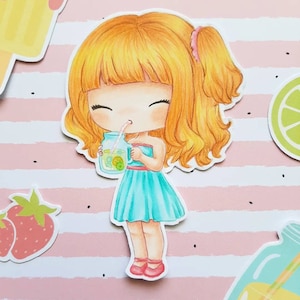PNG Chibi Limonade. Pack Digitaler Stempel, Digi-Stempel, Digistamp, Digitalbrief, Karten, Scrapbooking, Kartenherstellung, Sommer, Sommer, Zitrone