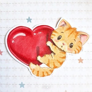 PNG Gato Corazón. Pack Sello digital, digi stamp, digistamp, digital stamp, tarjetería, scrapbooking, cardmaking, love, san valentin, amor