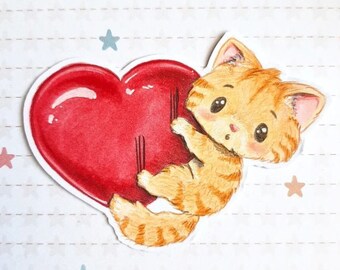 PNG kattenhart. Digitaal stempelpakket, digi-stempel, digistamp, digitale stempel, kaarten maken, scrapbooking, kaarten maken, liefde, Valentijnsdag, liefde