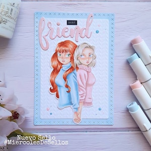 Amis. Timbres numériques, timbre digi, digistamp, timbre numérique, carte, scrapbooking, fabrication de cartes, amis, ami, meilleurs amis, ensemble