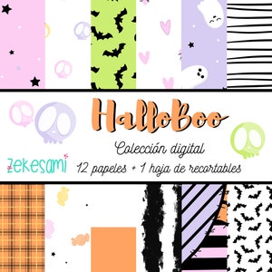 HalloBoo - Collection de papiers numériques. 12 papiers imprimables + 1 feuille découpée. Papier numérique, Scrapbooking numérique. Halloween
