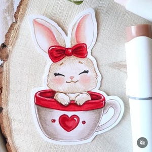 PNG Bunny Cup. Pack Digital stamp, digi stamp, digistamp, digital stamp, card making, scrapbooking, cardmaking, love, Valentine&#39;s Day, rabbit