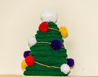 Christmas Tree Hat, Handknitted