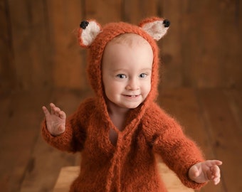 Fox Hoodie Knitting Pattern PDF: Baby & Toddler Hooded Sweater DIY