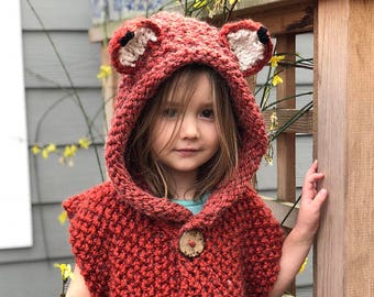 Strickanleitung- Gestrickte Fuchsweste mit Kapuze, Grössen 3t-5t