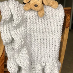 Rüschen-Strick-Babydecke-Muster, Strickmuster; Anfänger Decke Strickmuster, Grobstrick Strickanleitung