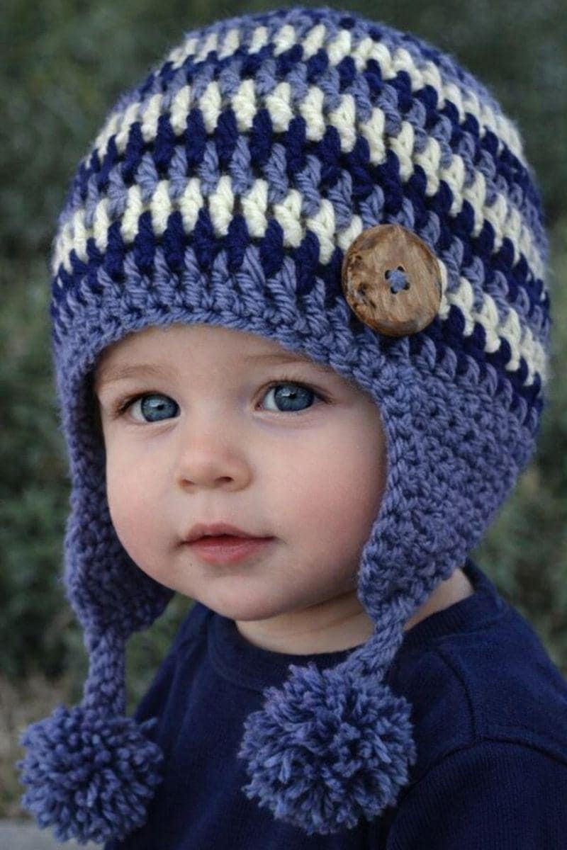 Baby Ear Flap Hat in 0-3 and 6-12 Month Sizes