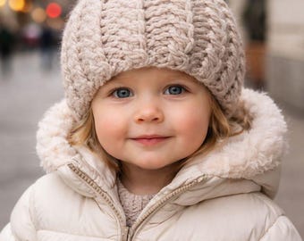 Twisted Ribbon Beanie – Child Knitting Pattern | Bulky Yarn Hat | Knit Flat & Seamed