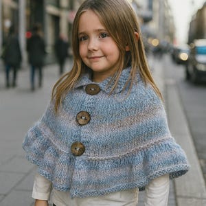 Knitted Poncho Pattern: Madrid Cape, Kids Size (2–12 Y)(PDF Pattern)