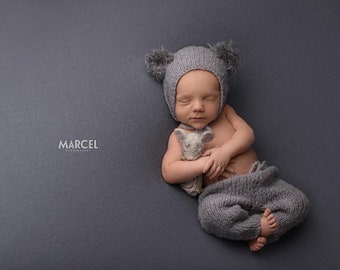PDF Knitting and Crochet PATTERN- Liam Koala Set, Koala Bonnet with Long Pants